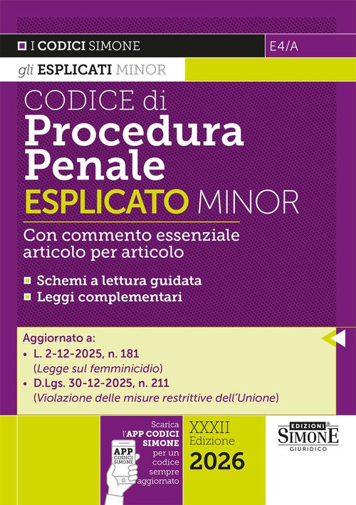 Codice di procedura penale. Esplicato minor