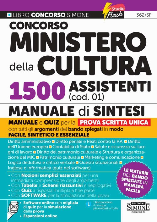 Concorso Ministero della Cultura 1500 assistenti (cod. 01). Manuale di sintesi
