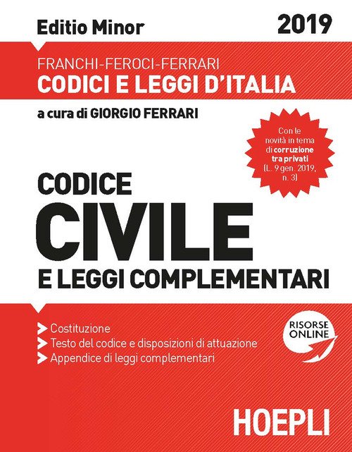 Codice civile e leggi complementari 2019. Ediz. minor