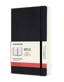 18 Months, Daily. Large, Soft Cover, Black