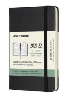 18 Months, Weekly Horizontal. Pocket, Hard Cover, Black