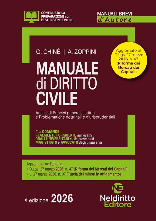 Manuale breve di diritto civile 2026. Manuale per esame orale avvocato, concorsi pubblici e università