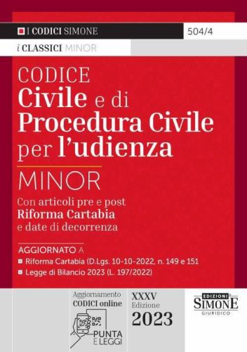 Codice civile e di procedura civile per l'udienza. Ediz. minor