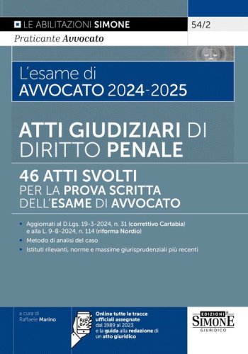 L'esame di avvocato 2024-2025. Orale rafforzato. Diritto penale: tracce svolte