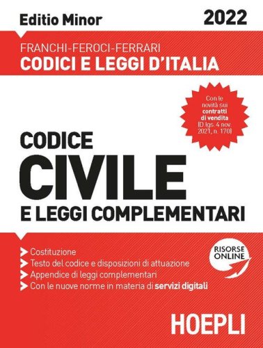 Codice civile e leggi complementari 2022. Editio minor
