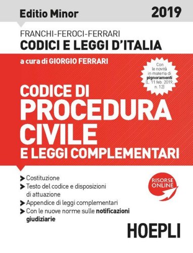 Codice di procedura civile e leggi complementari 2019. Ediz. minor