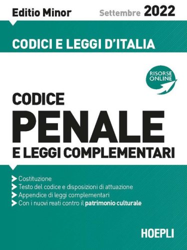 Codice penale e leggi complementari. Settembre 2022. Ediz. minor