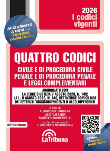 Quattro codici. Civile e di procedura civile, penale e di procedura penale e leggi complementari