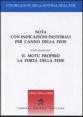 Nota con indicazioni pastorali per l'anno della fede - Con il motu proprio &laquo;La porta della fede&raquo;
