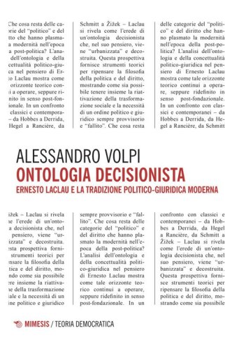 Ontologia decisionista. Ernesto Laclau e la tradizione politico-giuridica moderna