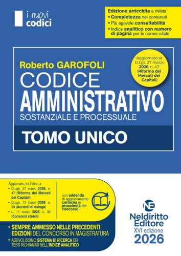 Codice amministrativo 2026 normativo per il concorso in Magistratura