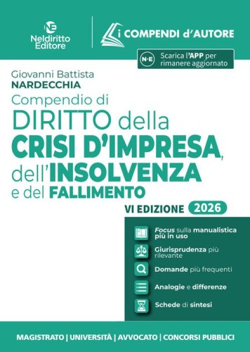 Compendio di diritto della crisi d'impresa, dell'insolvenza e del fallimento 2026
