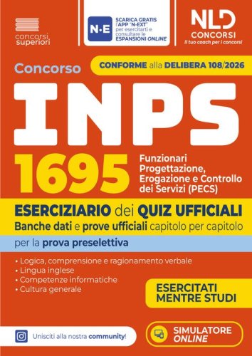 Concorso INPS 2026 1695 Funzionari PECS. Eserciziario dei quiz ufficiali Banche dati e prove ufficiali per la prova preselettiva
