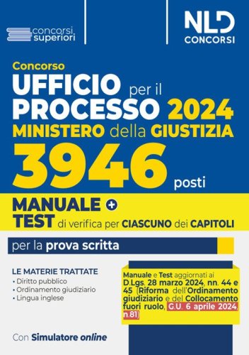 Concorso Ufficio del processo 3946 posti (UPP) Ministero della Giustizia 2024